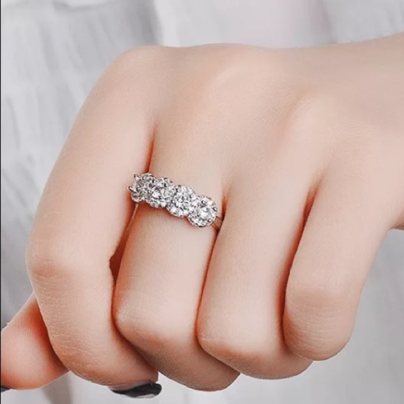 Sterling silver diamond eternity band ring - Picture 3 of 5